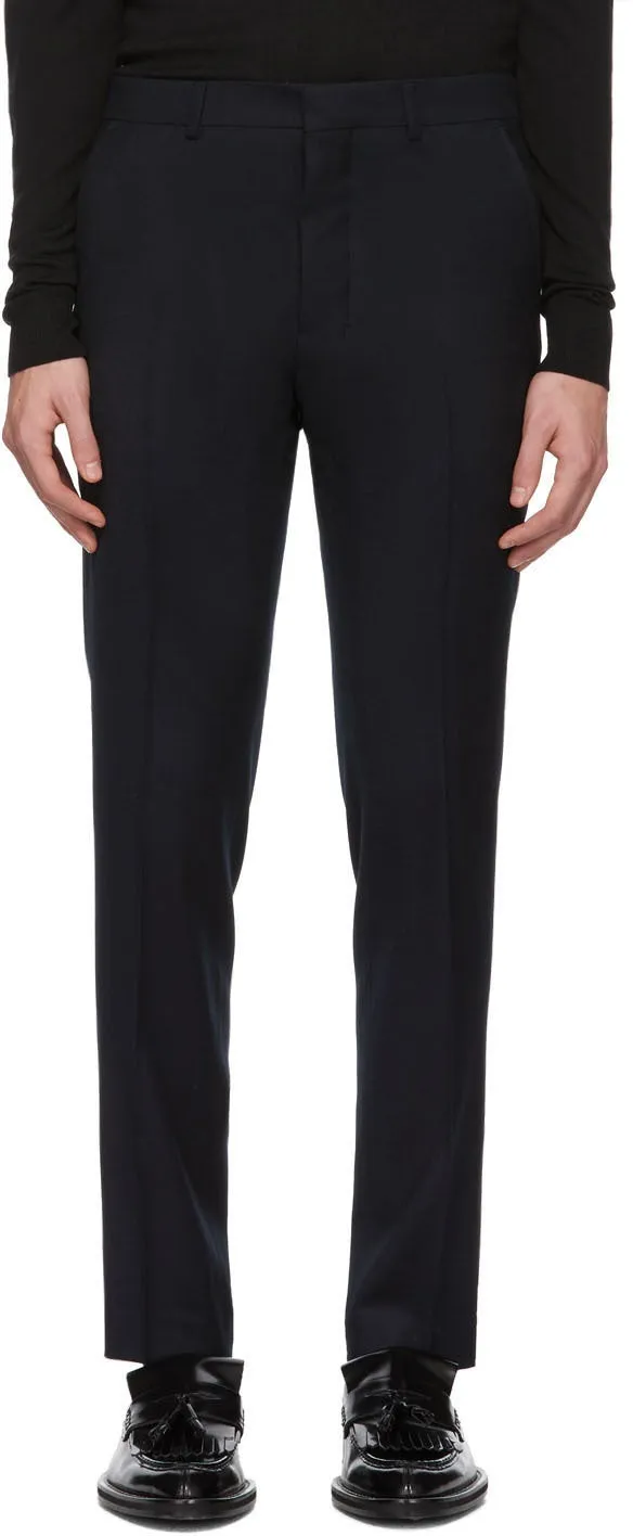 AMI Alexandre Mattiussi Navy Flannel Cigarette Trousers