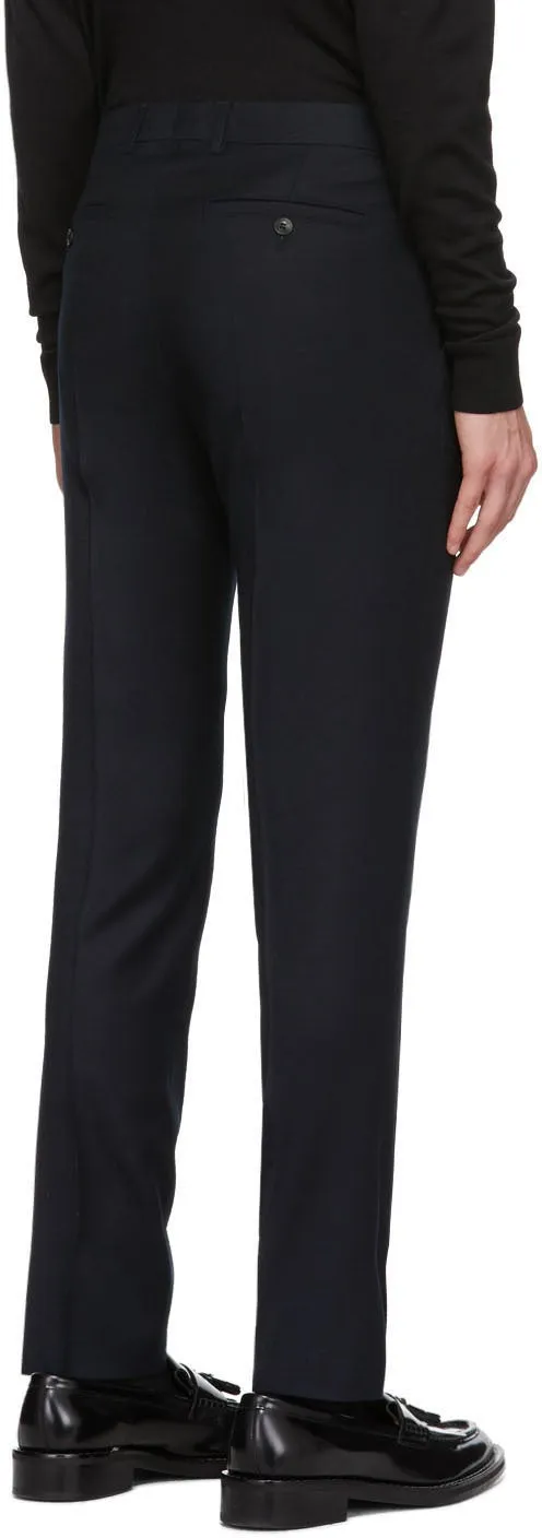 AMI Alexandre Mattiussi Navy Flannel Cigarette Trousers