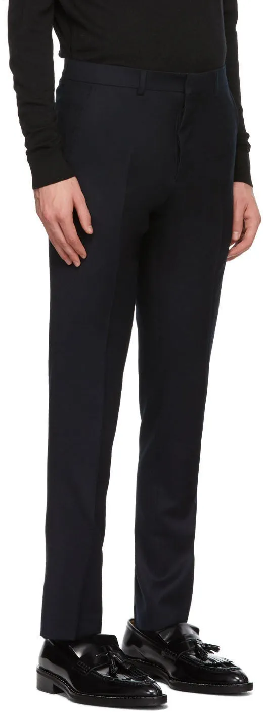 AMI Alexandre Mattiussi Navy Flannel Cigarette Trousers