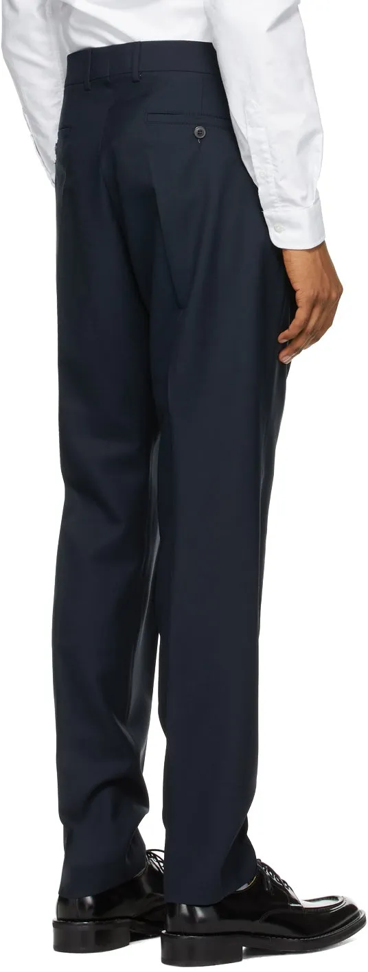 AMI Alexandre Mattiussi Navy Wool Cigarette Trousers