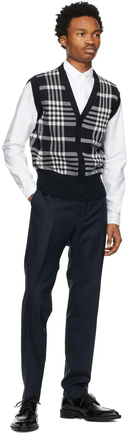 AMI Alexandre Mattiussi Navy Wool Cigarette Trousers