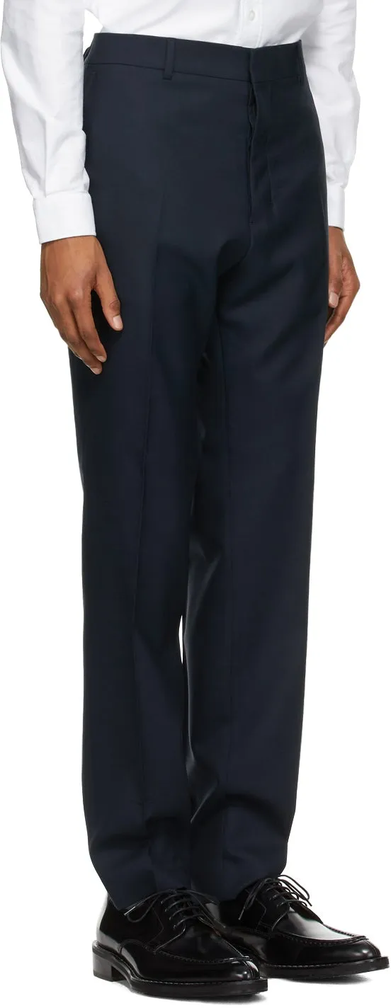 AMI Alexandre Mattiussi Navy Wool Cigarette Trousers