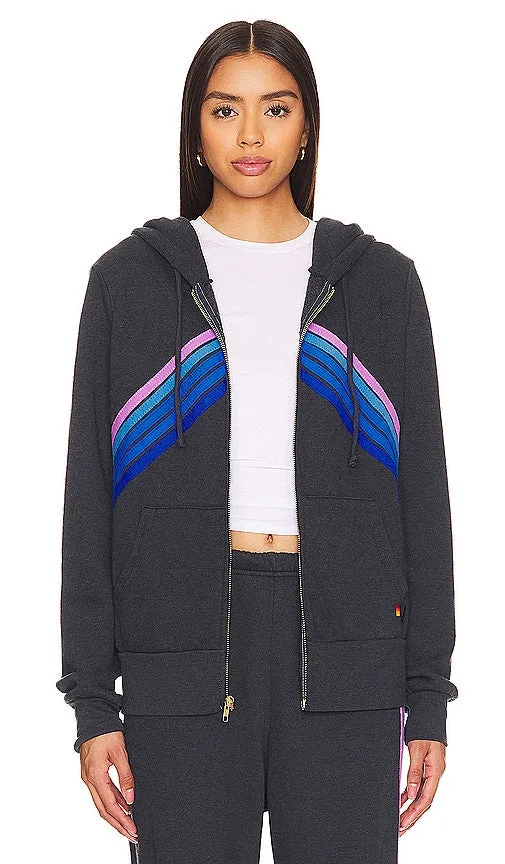 Aviator Nation Mountain Stitch Chevron Hoodie in Charcoal