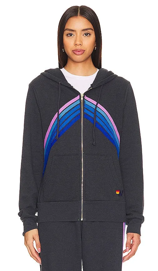 Aviator Nation Mountain Stitch Chevron Hoodie in Charcoal