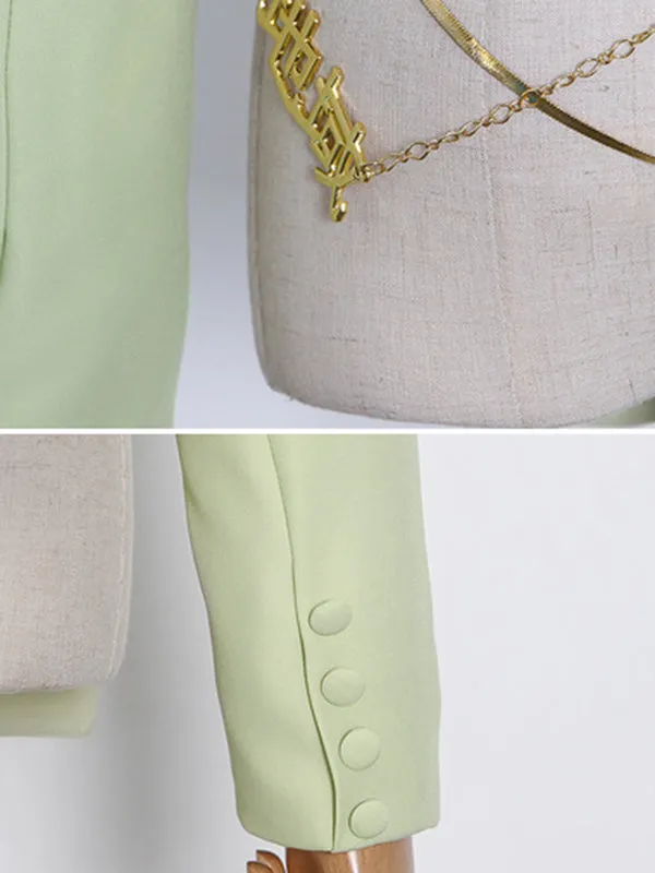 Backless Chains Long Sleeves Notched Collar Outerwear Blazer