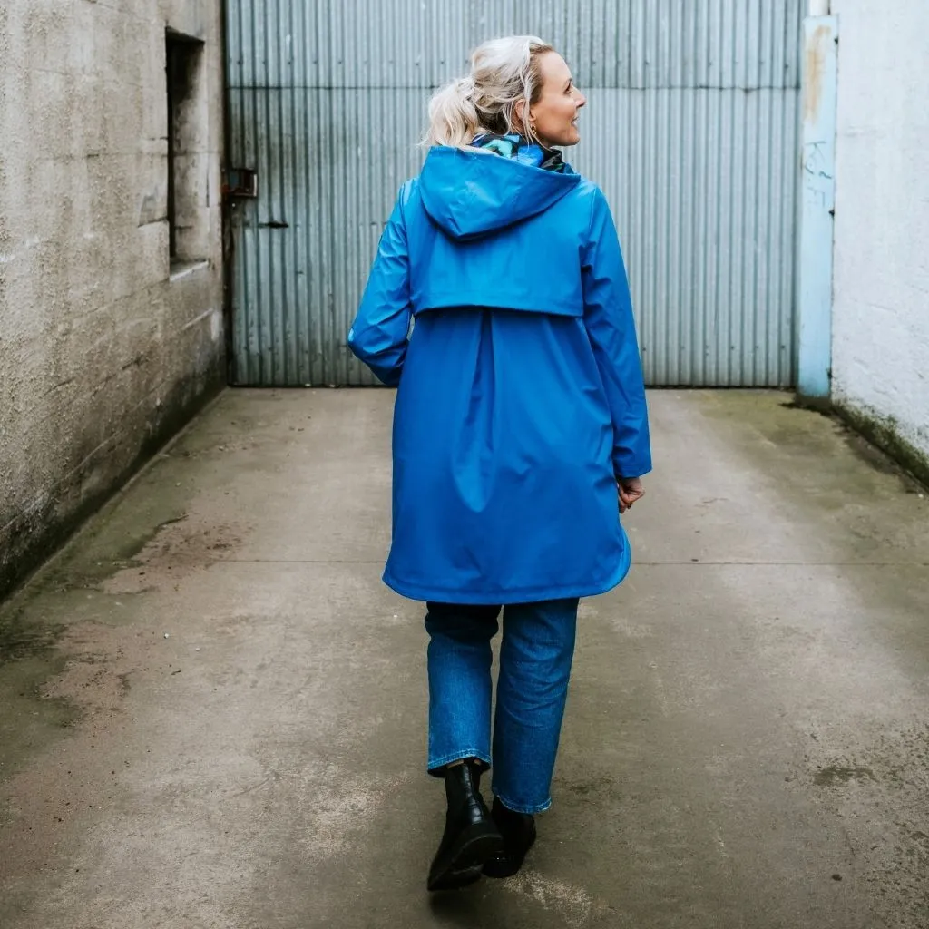 Billie Women's Rain Coat - Moke x Evie Kemp - Imperial Blue with Night Bloom