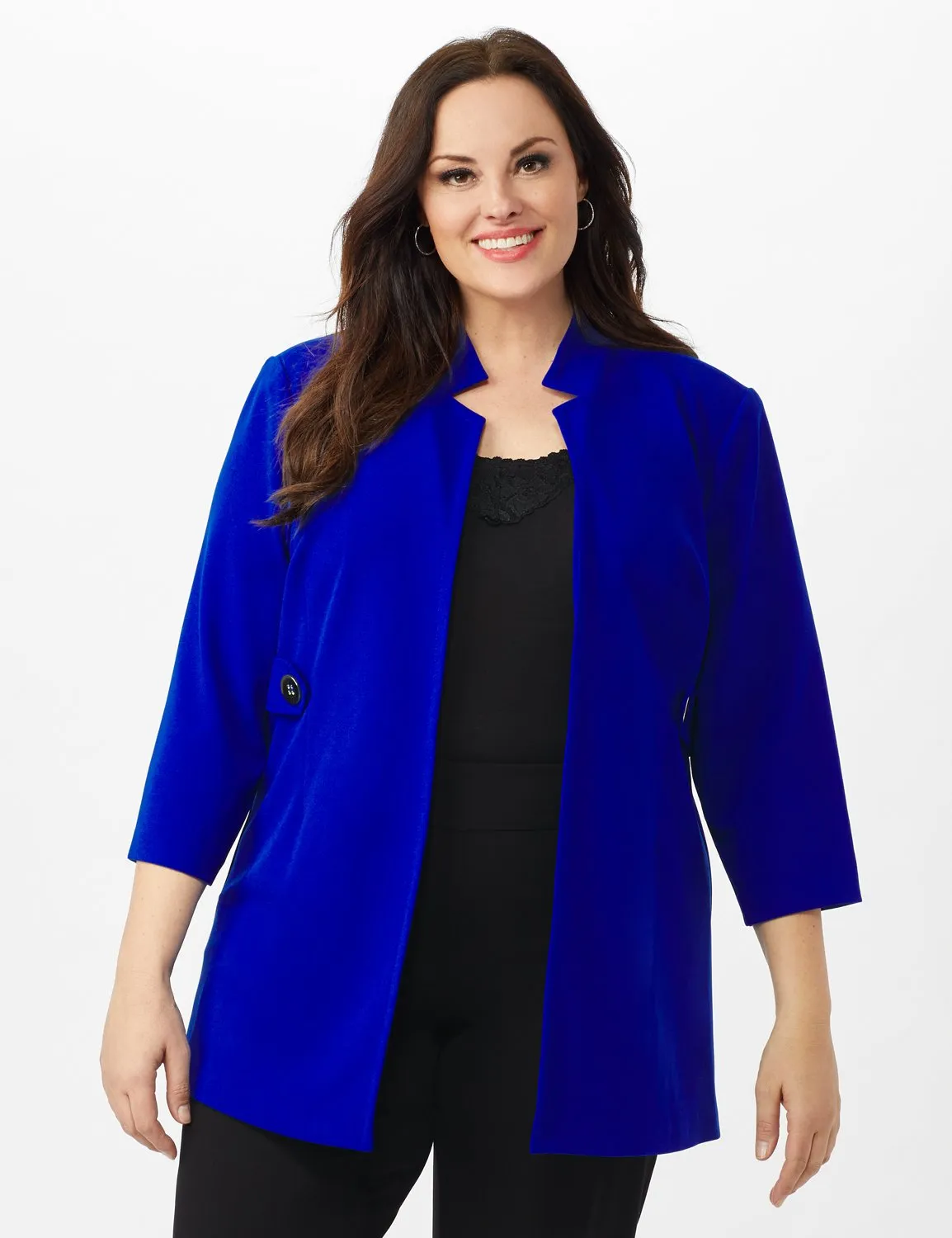 Collar - Less Notched Topper With Buttons Side Tabs