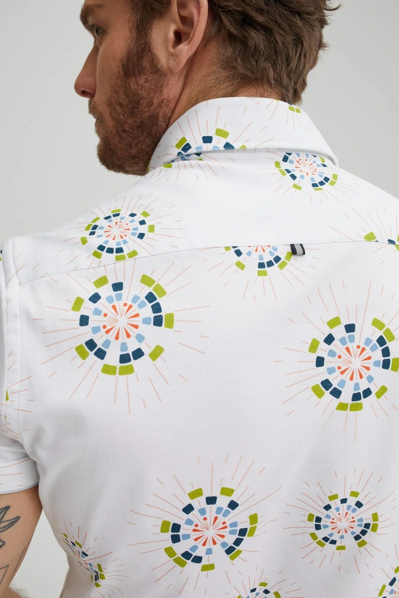 Cream Circular Print T-Series DryTouch Shirt