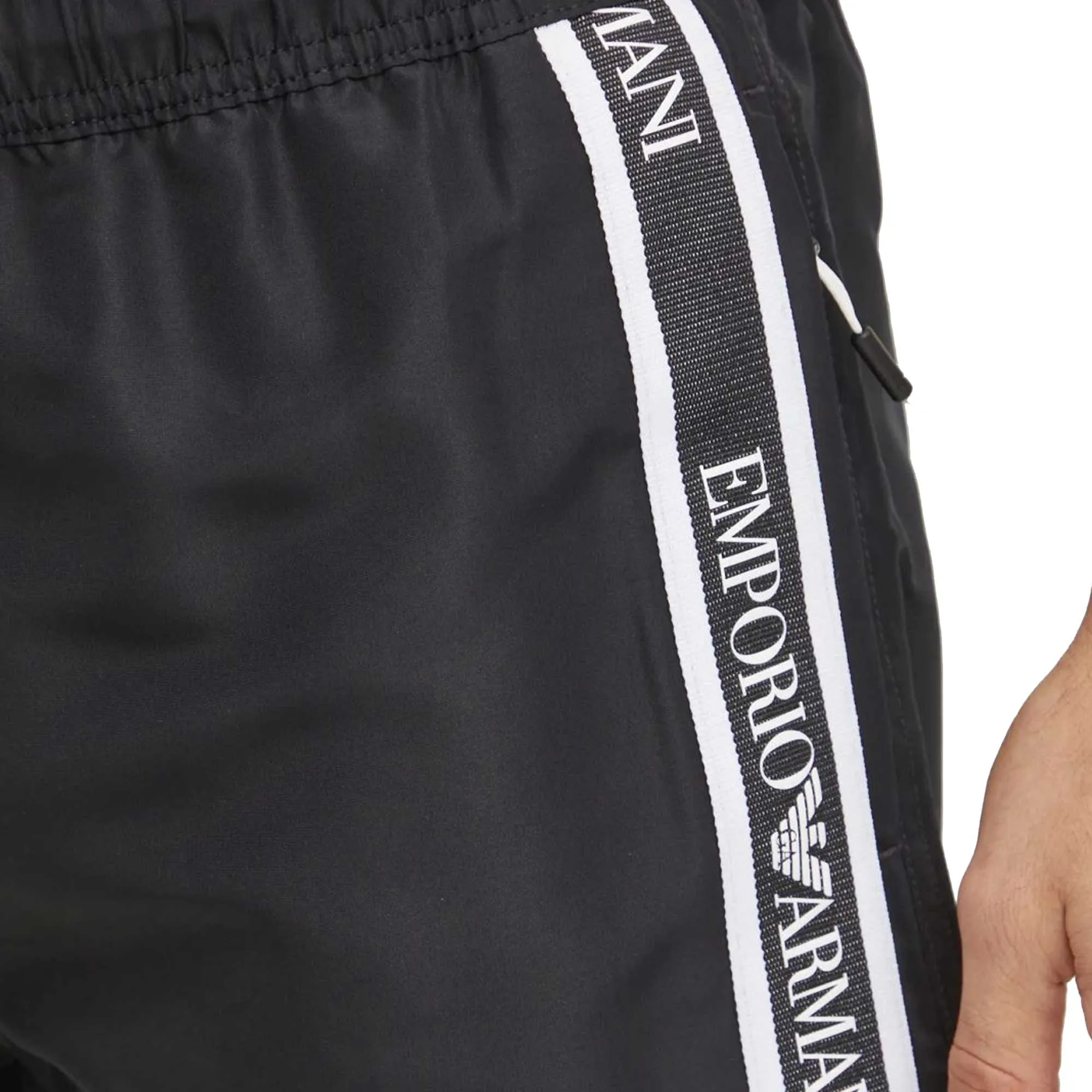 Emporio Armani Beach Woven Tape Logo Swim Shorts Black