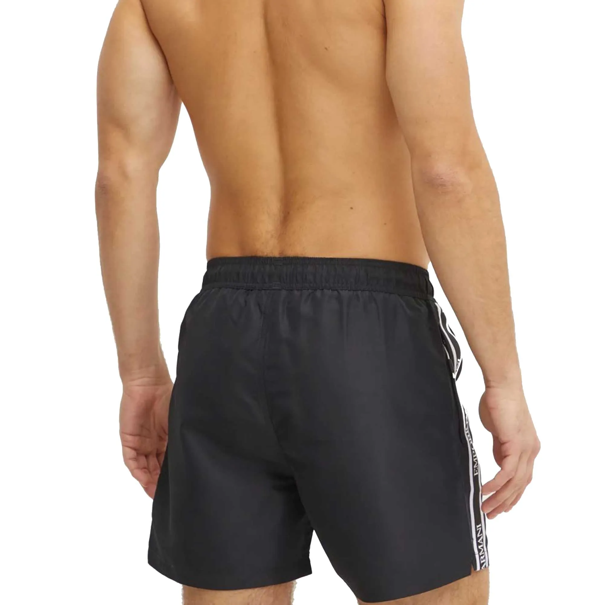Emporio Armani Beach Woven Tape Logo Swim Shorts Black