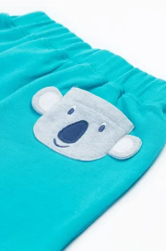 Frugi Sydney Applique Shorts - Sea Moss/Koala