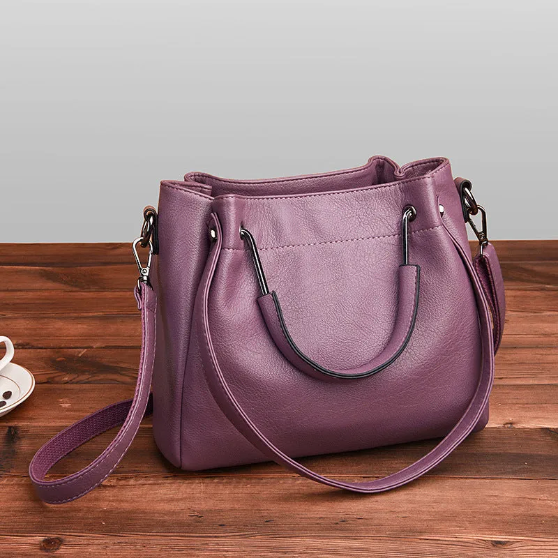 Korean Retro Soft Leather Bucket Bag – Stylish & Chic Handbag