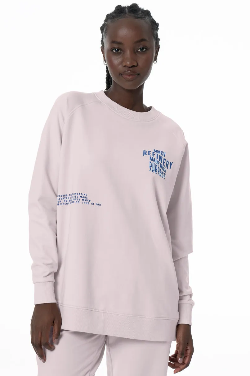 Longer Length Sweat Top _ 145637 _ Pink