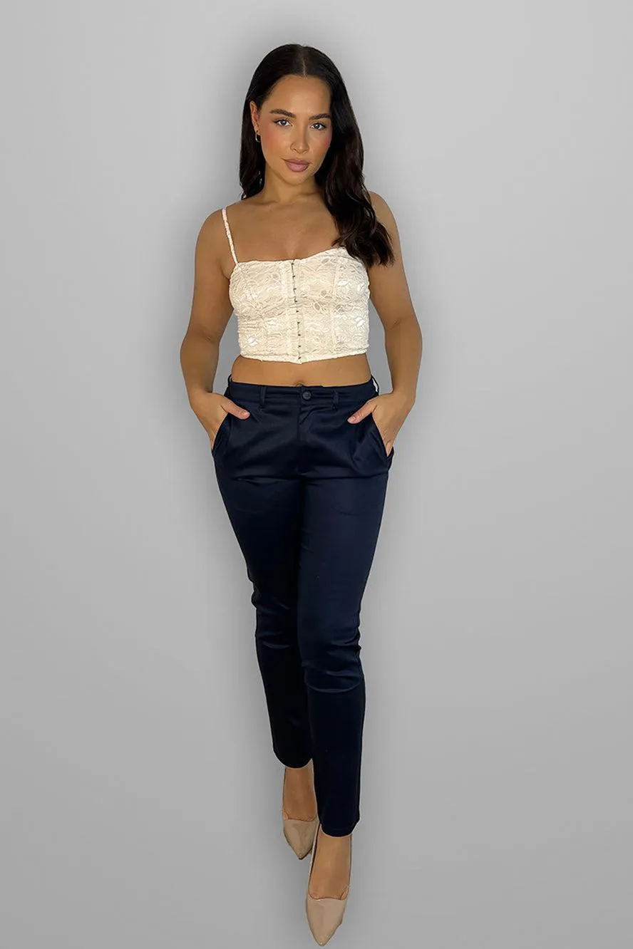 Low Waisted Slim Fit Smart Trousers