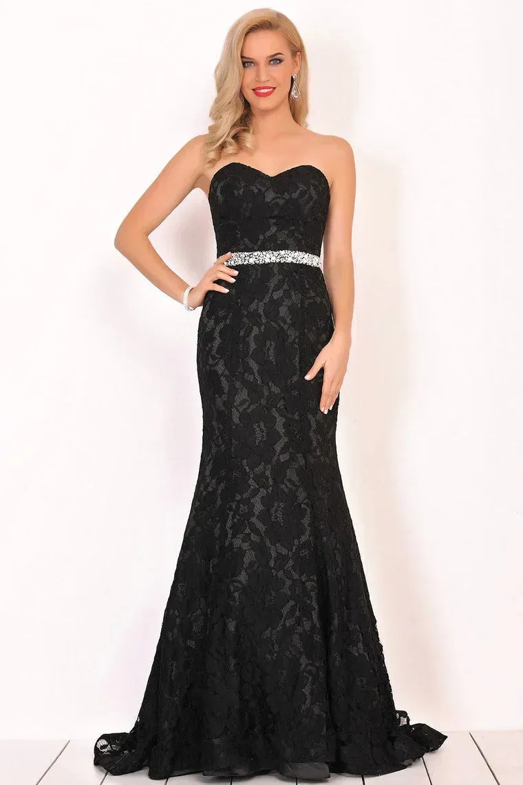 Mermaid Formal Dresses Sweetheart Beaded Waistline Lace