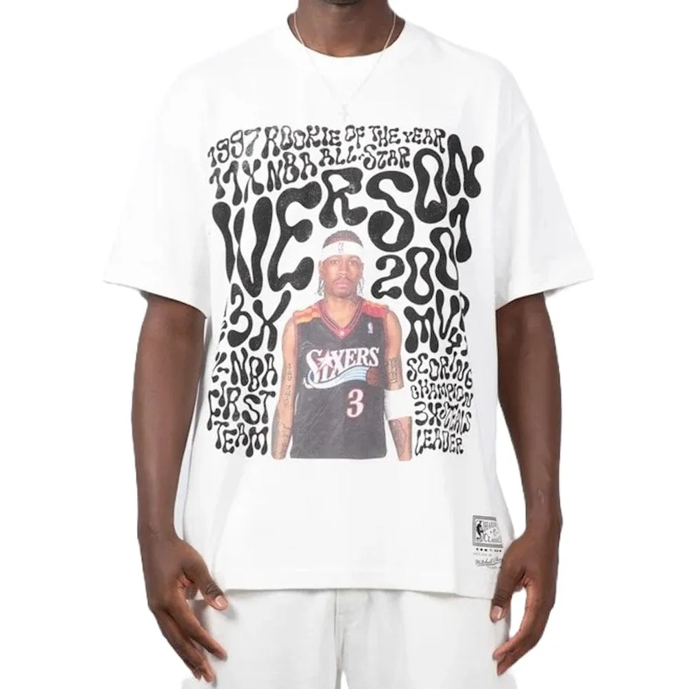 Mitchell & Ness Player Abstract 76ers Iverson Tee - Vintage White