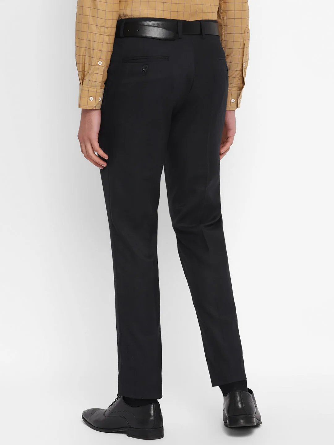 Navy Blue Checked Slim Fit Trouser