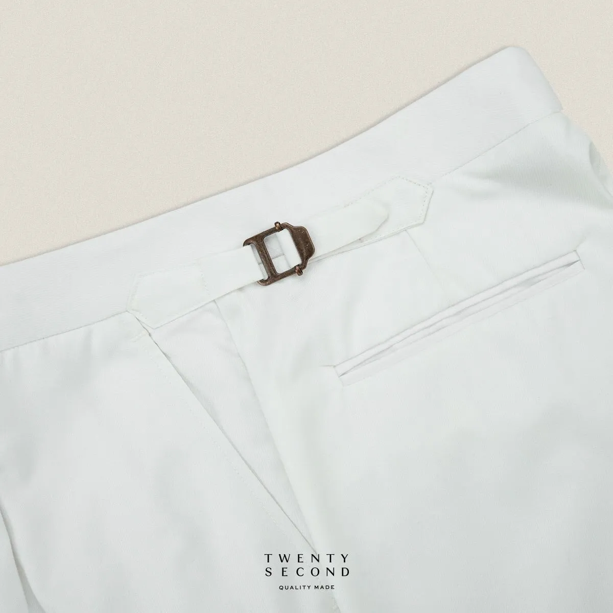 PLEATED WOOL BLEND TROUSERS - WHITE