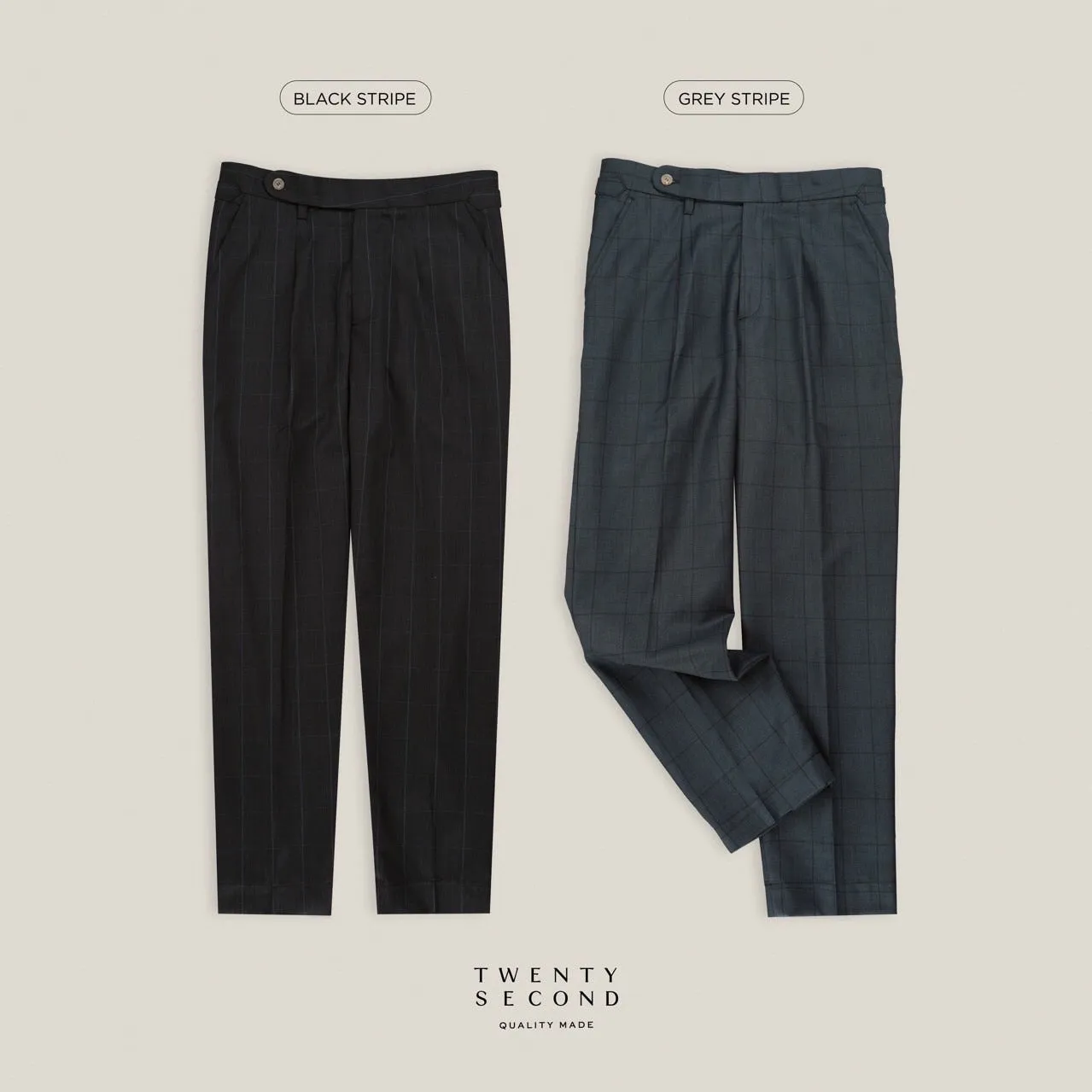 PLEATED WOOL BLEND TROUSERS - WHITE
