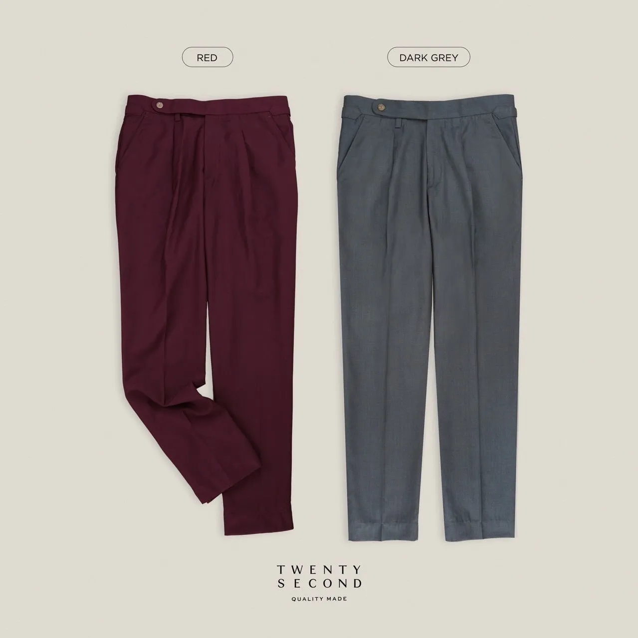 PLEATED WOOL BLEND TROUSERS - WHITE