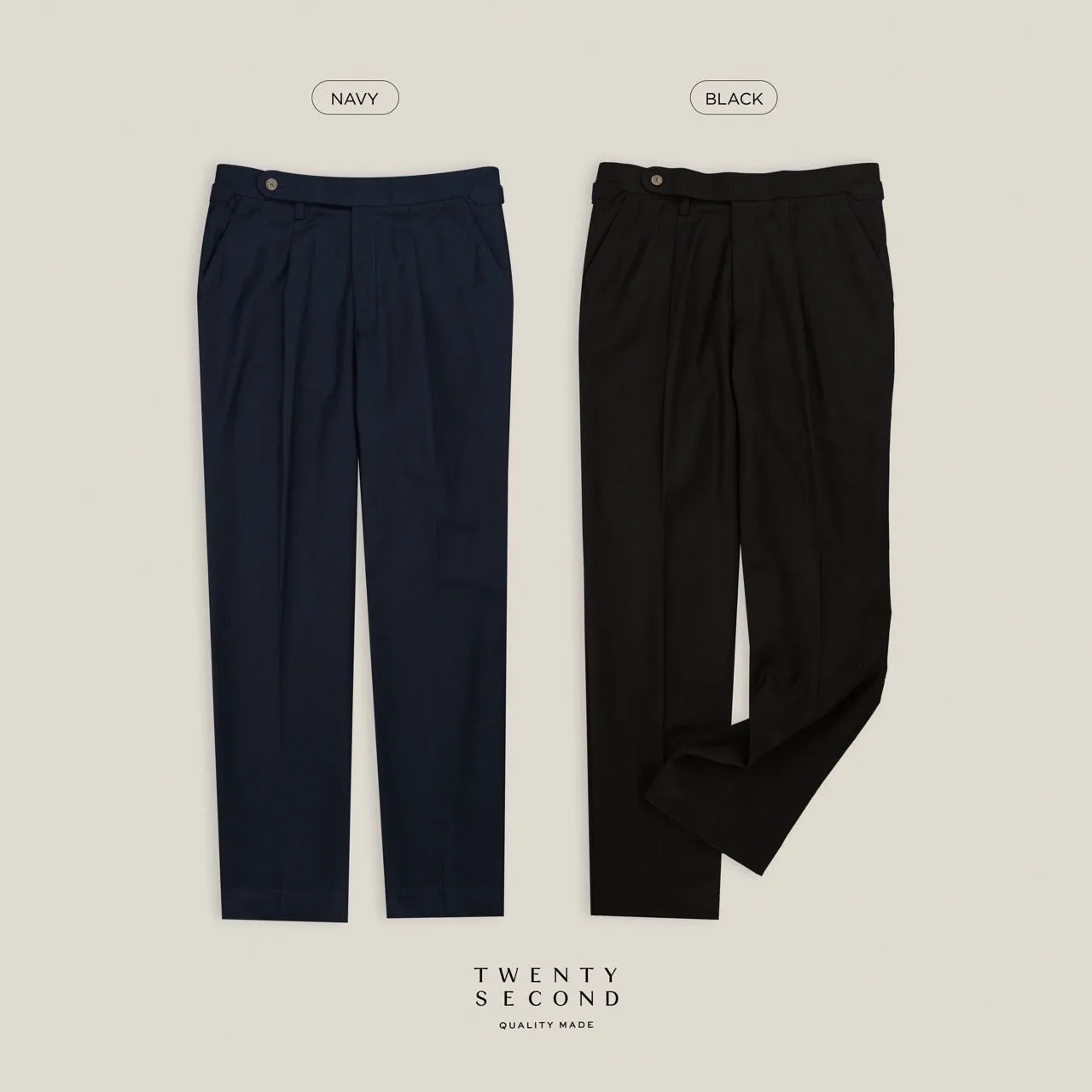 PLEATED WOOL BLEND TROUSERS - WHITE