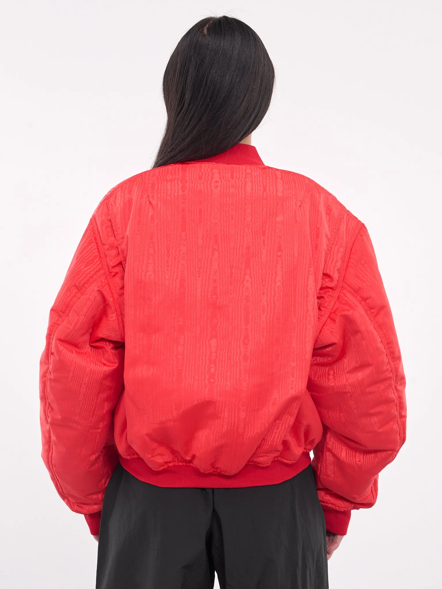 Recycled Moire Bomber Jacket (UJA054A-CWOV001-RED)