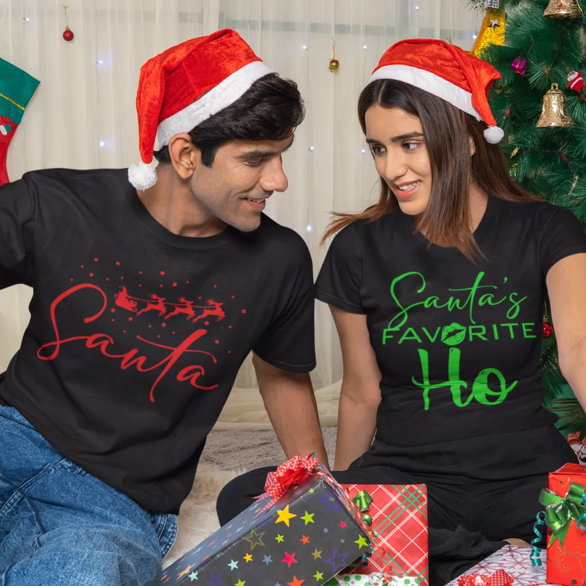 Santa's favorite Ho Couples shirt, Christmas Shirt, Couples Shirts, Christmas Matching Couple